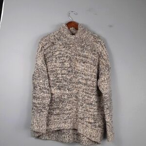 Lou & Grey Plush High Neck Tan Grey Wool Blend Sweater